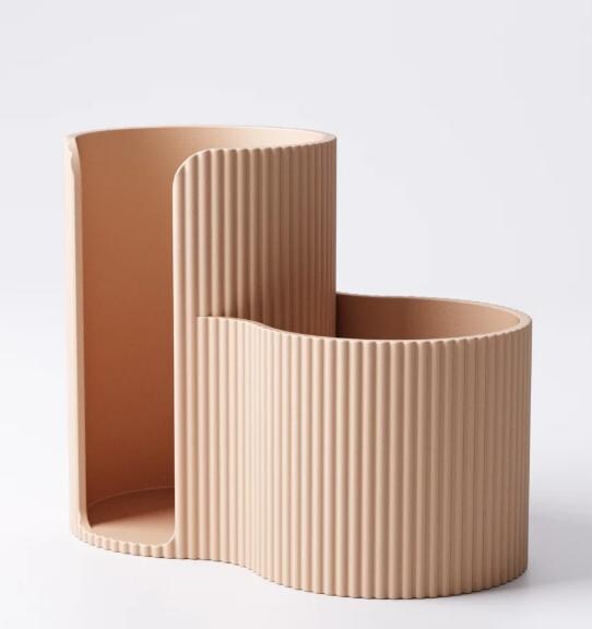 Minimalist Bathroom Organizer – Cotton Pad & Cotton Swab Holder, Modern Ribbed Storage Box