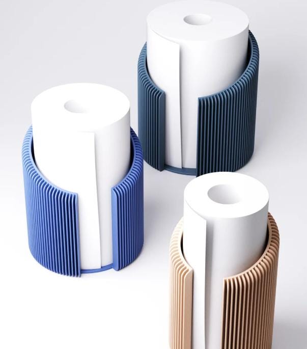 Kitchen Roll Holder Modern Ribbed Paper Towel Stand 3 sizes Countertop Organizer Campervan Home Décor Blue roll holder fall gift clean up