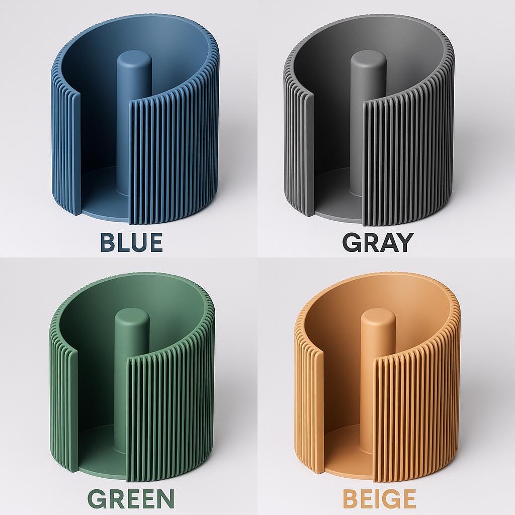 Kitchen Roll Holder Modern Ribbed Paper Towel Stand 3 sizes Countertop Organizer Campervan Home Décor Blue roll holder fall gift clean up