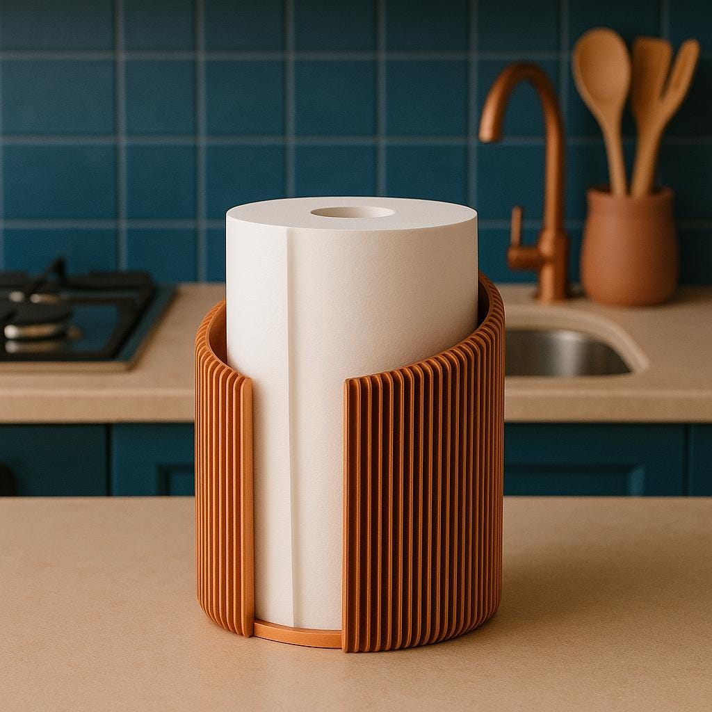 Kitchen Roll Holder Modern Ribbed Paper Towel Stand 3 sizes Countertop Organizer Campervan Home Décor Blue roll holder fall gift clean up