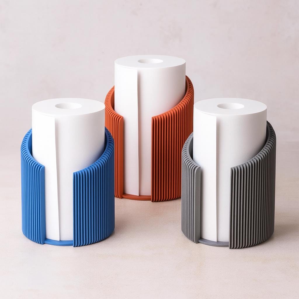 Kitchen Roll Holder Modern Ribbed Paper Towel Stand 3 sizes Countertop Organizer Campervan Home Décor Blue roll holder fall gift clean up