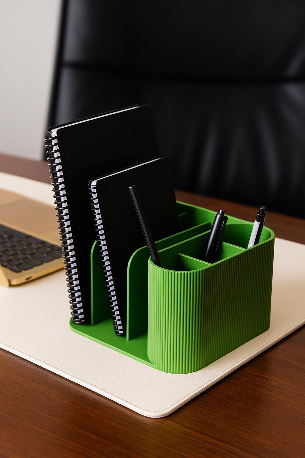 Modern Desk Organiser Ribbed Pen Holder & Notebook Stand Minimalist Office Storage Custom Colour fall gift