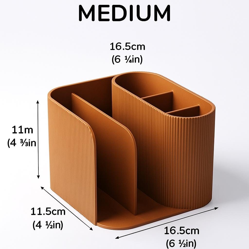 Modern Desk Organiser Ribbed Pen Holder & Notebook Stand Minimalist Office Storage Custom Colour fall gift