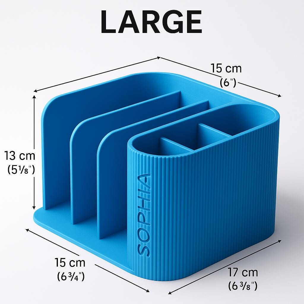 Modern Desk Organiser Ribbed Pen Holder & Notebook Stand Minimalist Office Storage Custom Colour fall gift