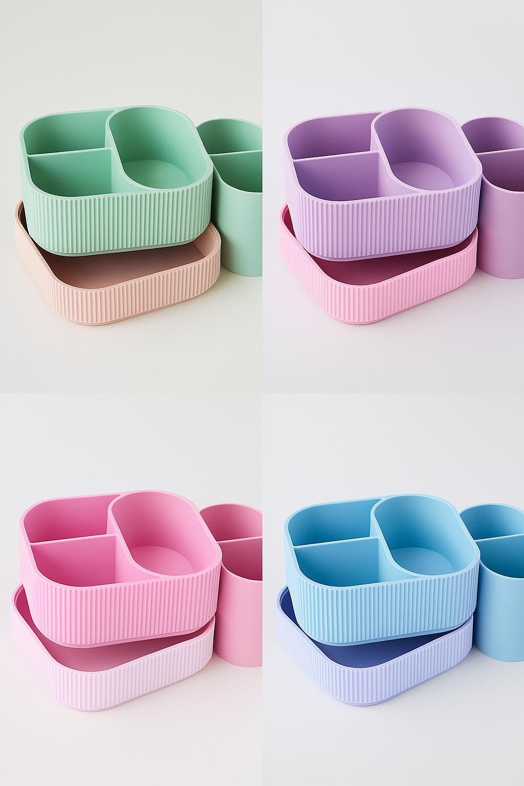 Modern Ribbed Vanity Organizer Two-Tier Makeup & Skincare Storage Tray Minimalist Desk or Bathroom Holder fall gift for her/him