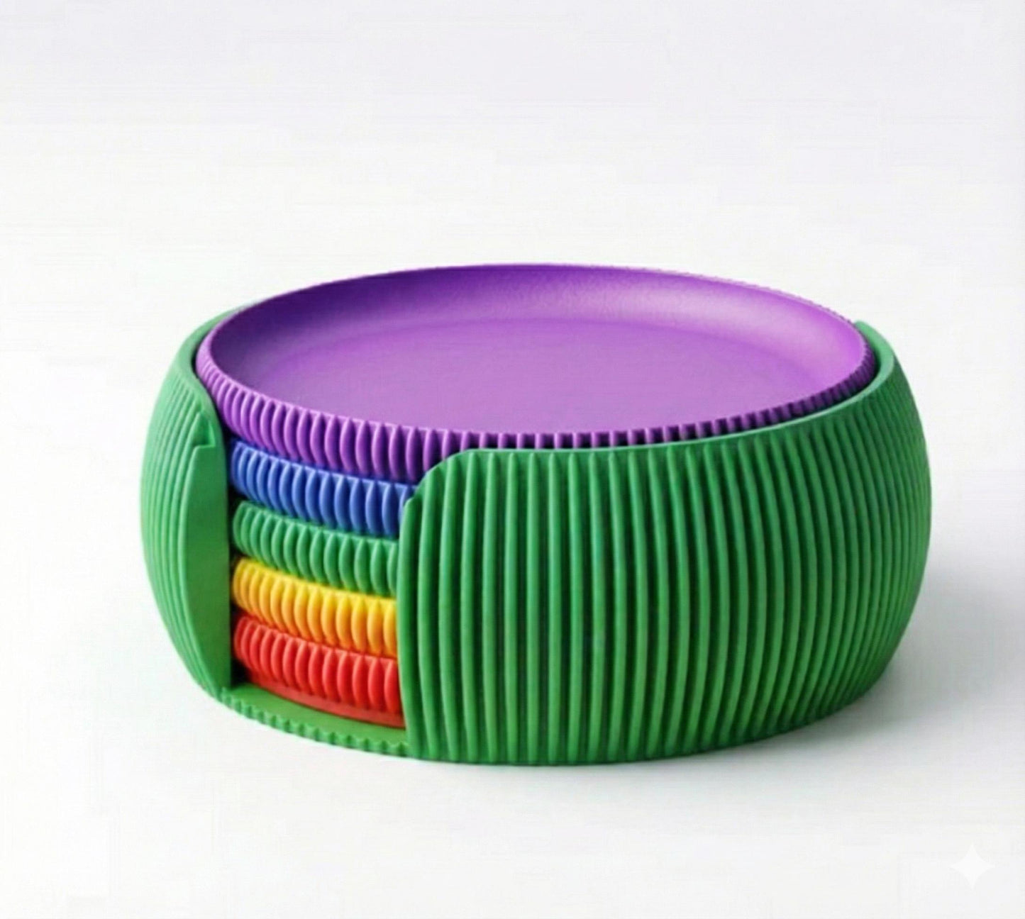 Modern Coaster Set with Holder Ribbed Design Mid-Century Modern Home Décor house warming gift fall Geometric Table Protection