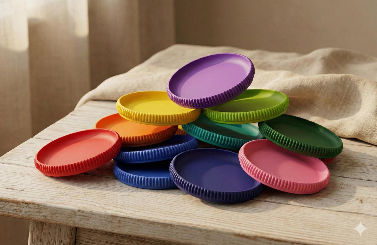 Modern Coaster Set with Holder Ribbed Design Mid-Century Modern Home Décor house warming gift fall Geometric Table Protection