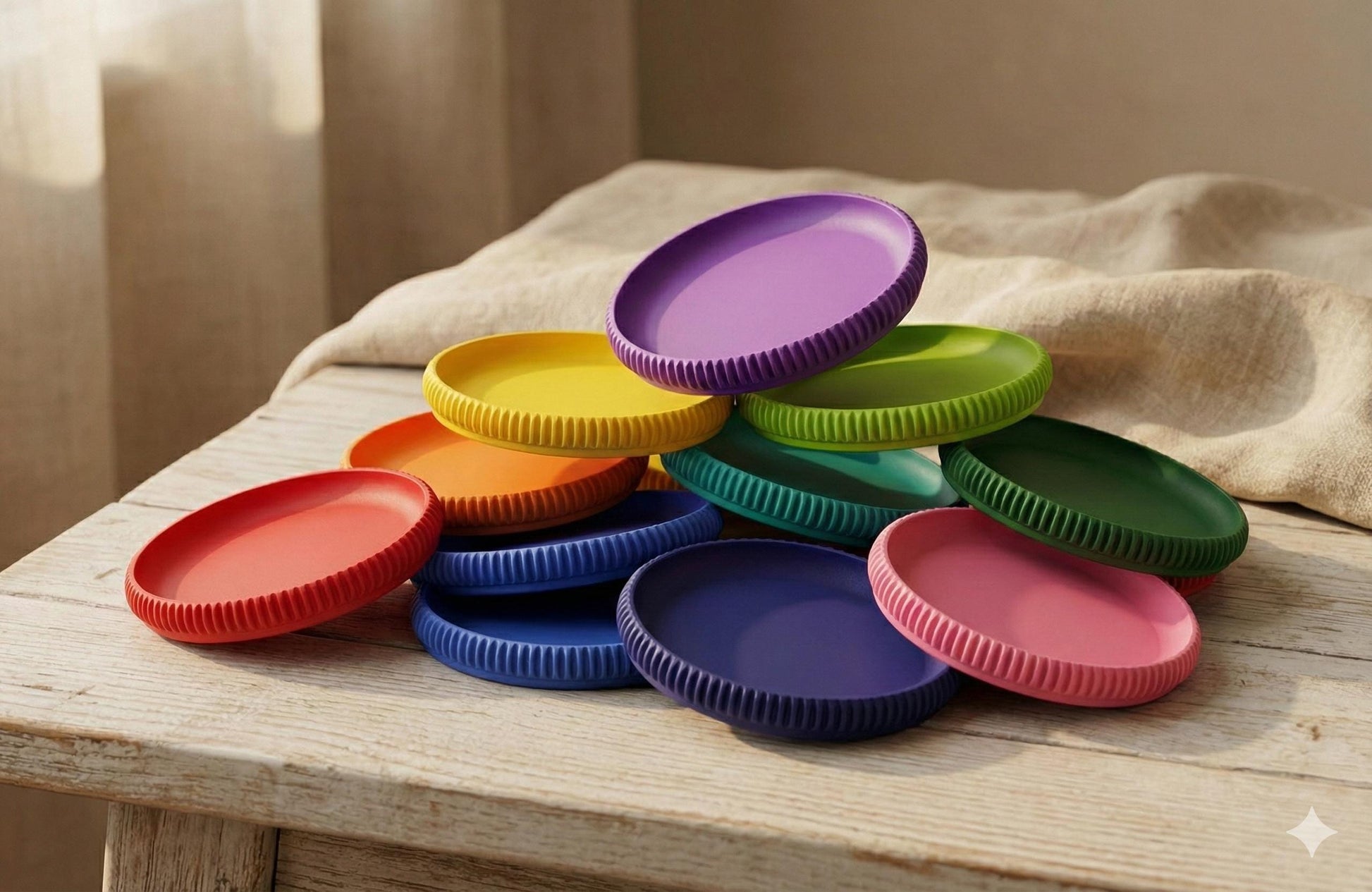 Modern Coaster Set with Holder Ribbed Design Mid-Century Modern Home Décor house warming gift fall Geometric Table Protection