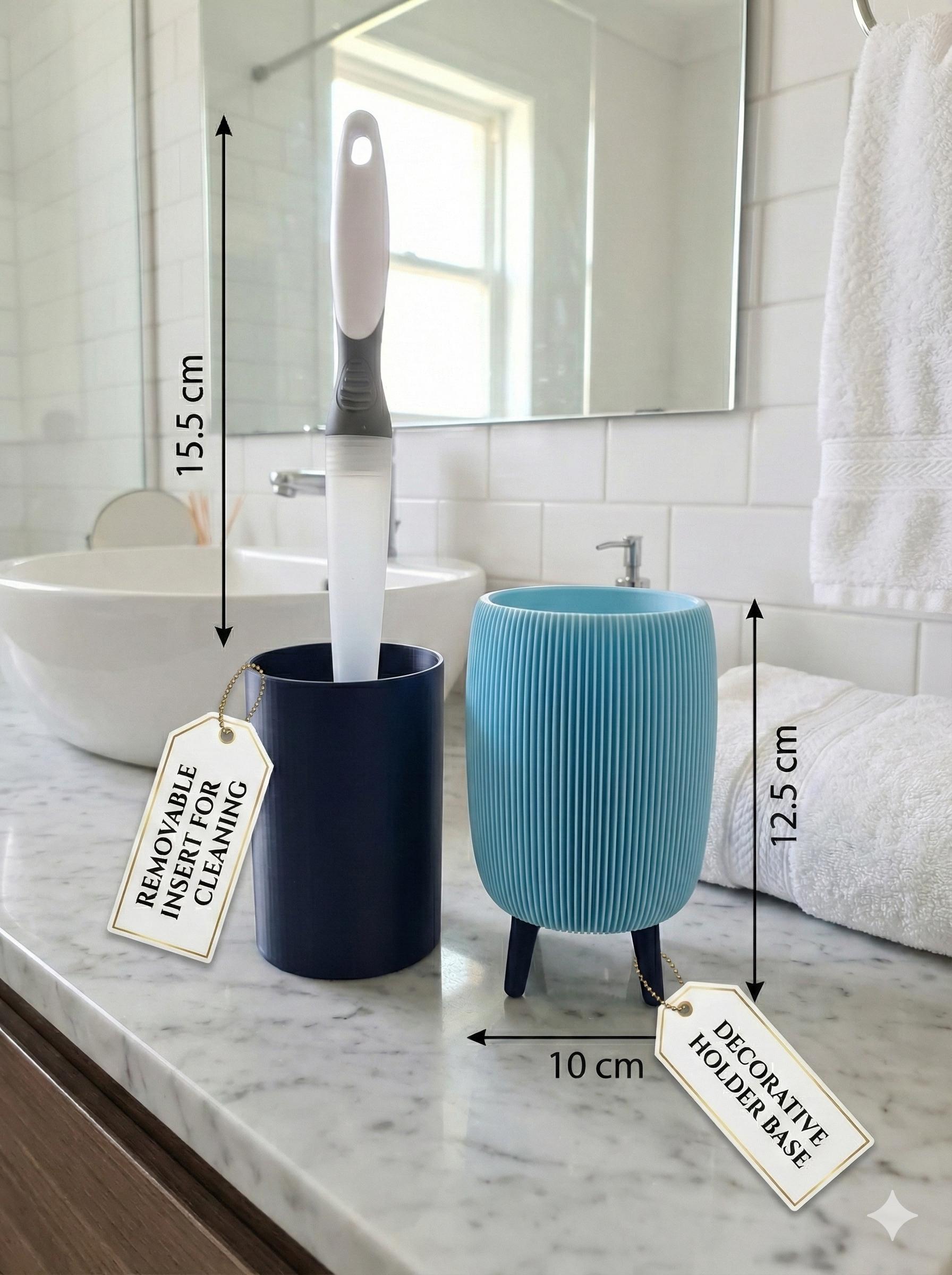 Hygienic 3D Printed Toilet Brush Holder Removable Draining Insert Modern Ribbed Design Easy Clean Bathroom Organizer